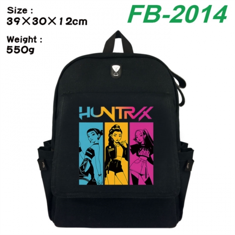 K-Pop:Demon Hunters Canvas Flip Backpack Student Schoolbag Headphone Hole 39X30X12CM 