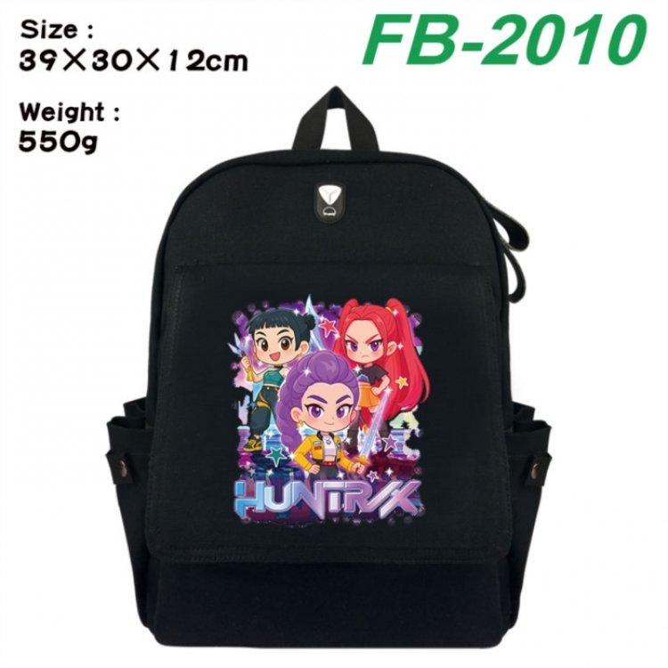 K-Pop:Demon Hunters Canvas Flip Backpack Student Schoolbag Headphone Hole 39X30X12CM 
