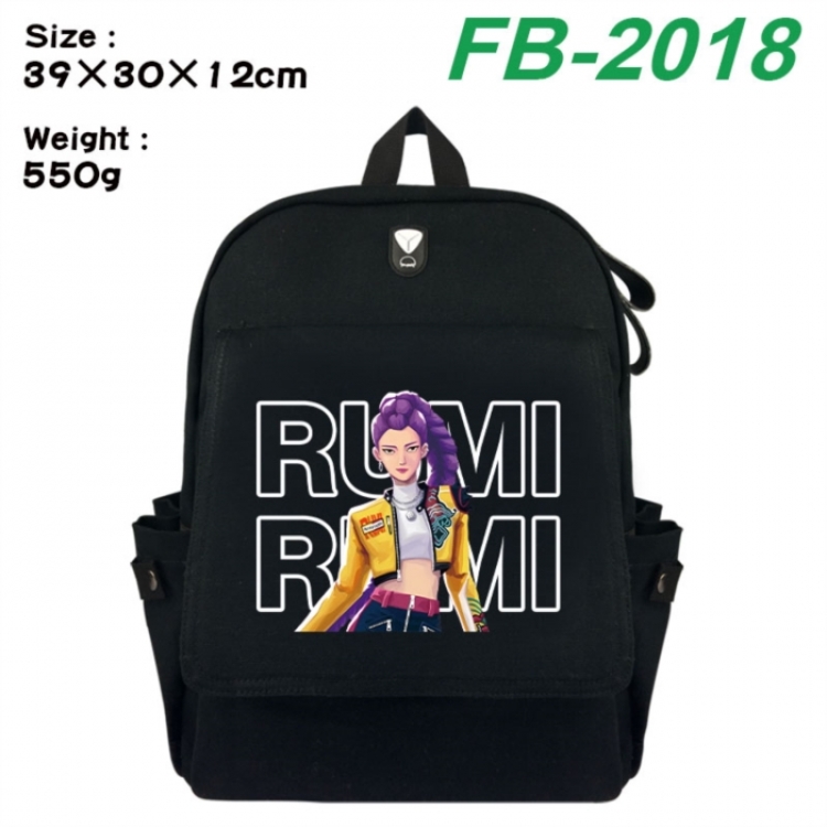 K-Pop:Demon Hunters Canvas Flip Backpack Student Schoolbag Headphone Hole 39X30X12CM 