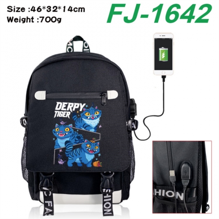 K-Pop:Demon Hunters canvas USB backpack cartoon print student backpack 46X32X14CM 700g 