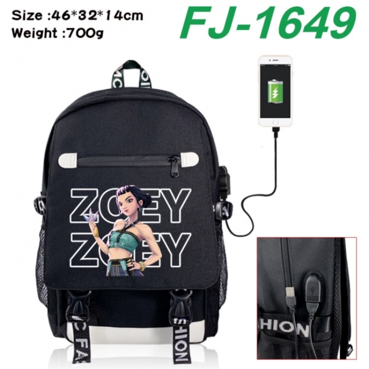K-Pop:Demon Hunters canvas USB backpack cartoon print student backpack 46X32X14CM 700g 