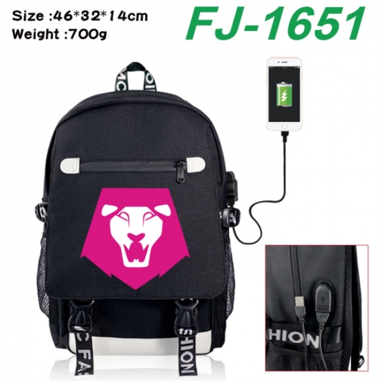 K-Pop:Demon Hunters canvas USB backpack cartoon print student backpack 46X32X14CM 700g 