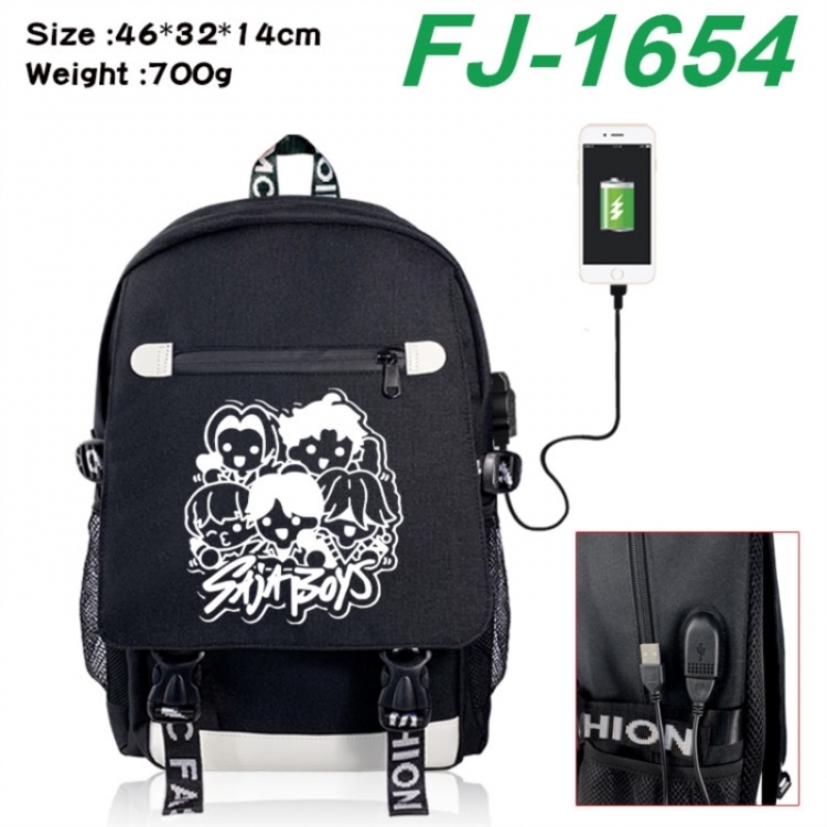 K-Pop:Demon Hunters canvas USB backpack cartoon print student backpack 46X32X14CM 700g 
