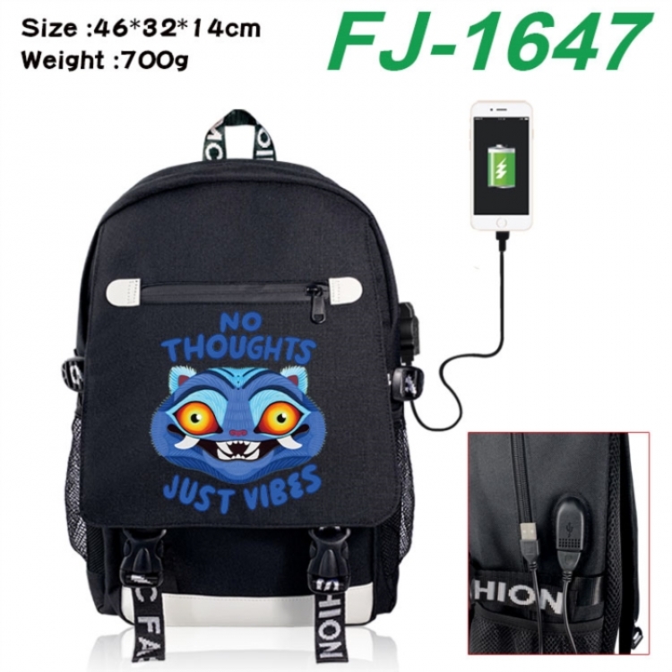 K-Pop:Demon Hunters canvas USB backpack cartoon print student backpack 46X32X14CM 700g 