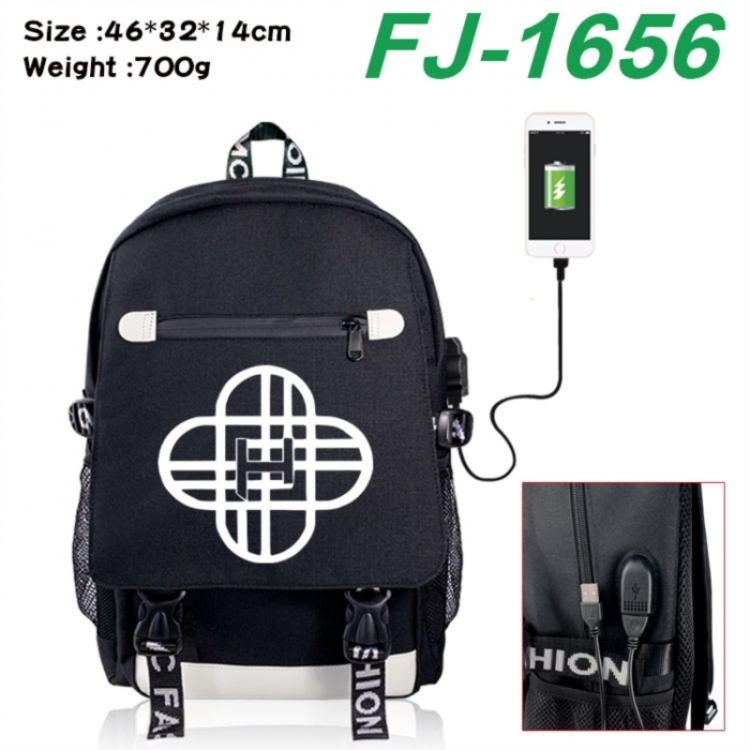 K-Pop:Demon Hunters canvas USB backpack cartoon print student backpack 46X32X14CM 700g 