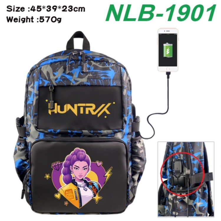 K-Pop:Demon Hunters Anime waterproof nylon camouflage backpack School Bag 45X39X23CM