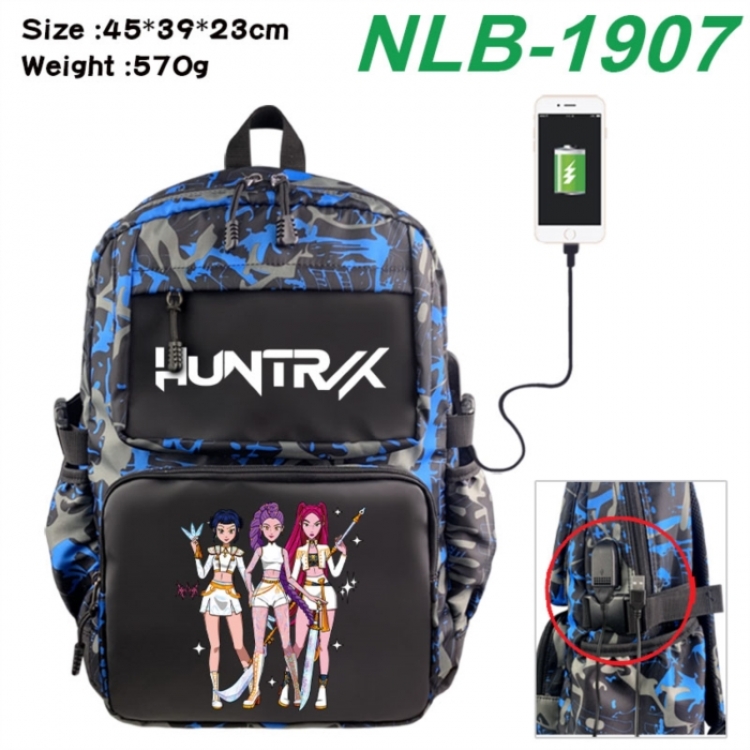 K-Pop:Demon Hunters Anime waterproof nylon camouflage backpack School Bag 45X39X23CM