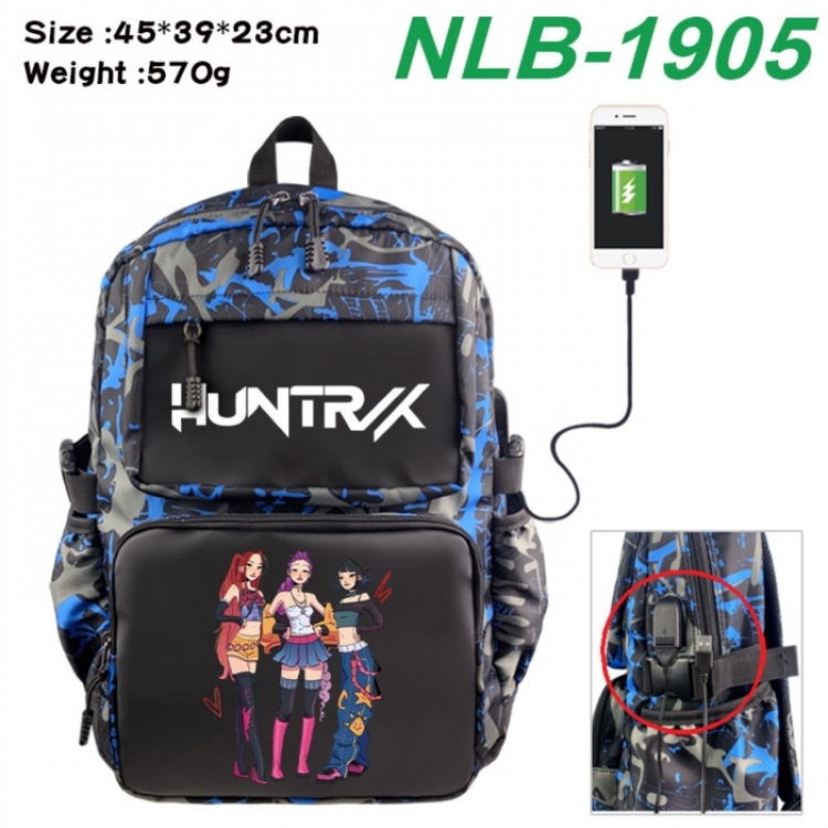 K-Pop:Demon Hunters Anime waterproof nylon camouflage backpack School Bag 45X39X23CM