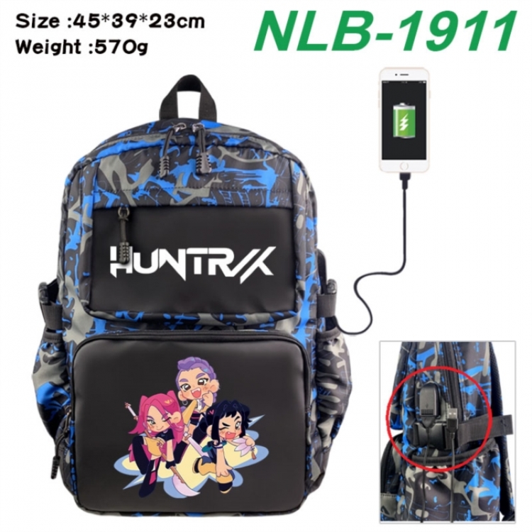 K-Pop:Demon Hunters Anime waterproof nylon camouflage backpack School Bag 45X39X23CM