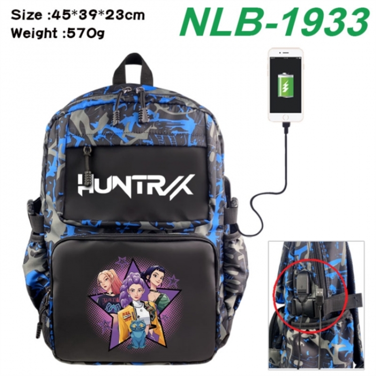 K-Pop:Demon Hunters Anime waterproof nylon camouflage backpack School Bag 45X39X23CM