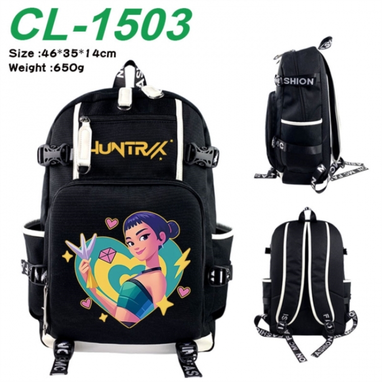 K-Pop:Demon Hunters Data USB backpack Cartoon printed student backpack 46X35X14CM 650G