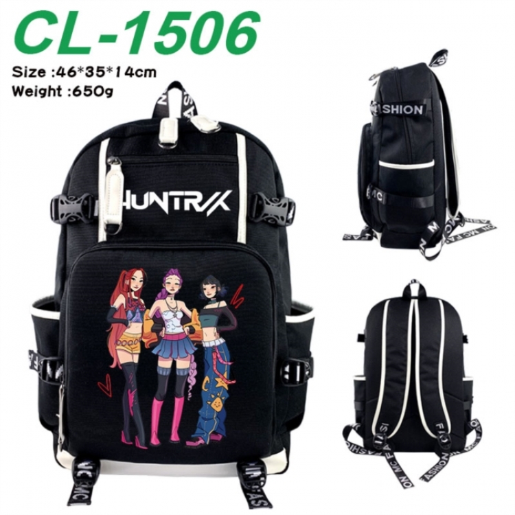 K-Pop:Demon Hunters Data USB backpack Cartoon printed student backpack 46X35X14CM 650G