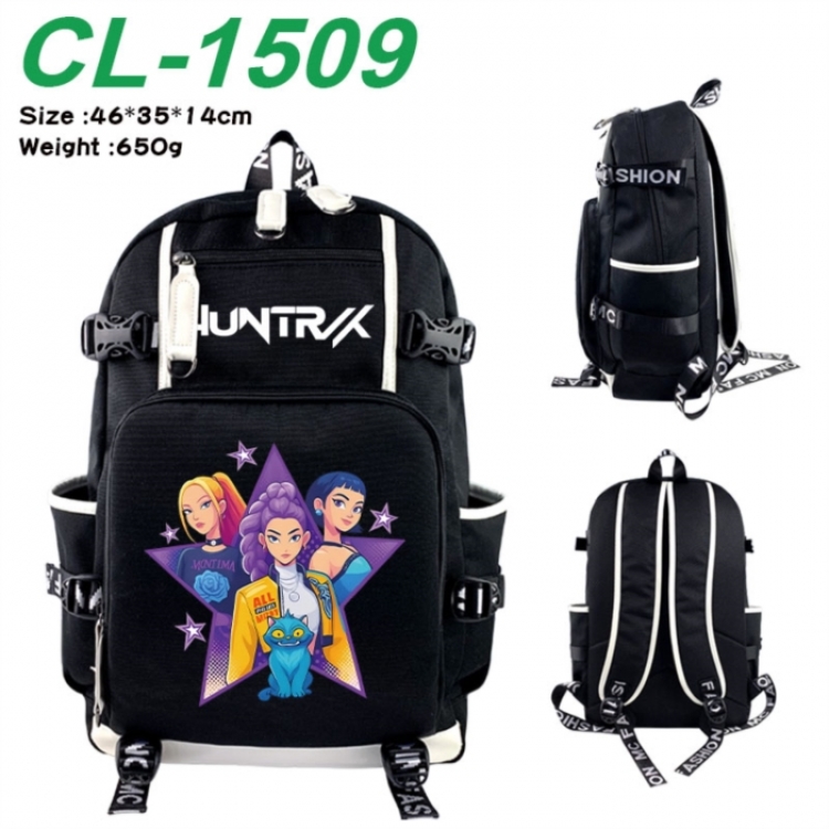 K-Pop:Demon Hunters Data USB backpack Cartoon printed student backpack 46X35X14CM 650G