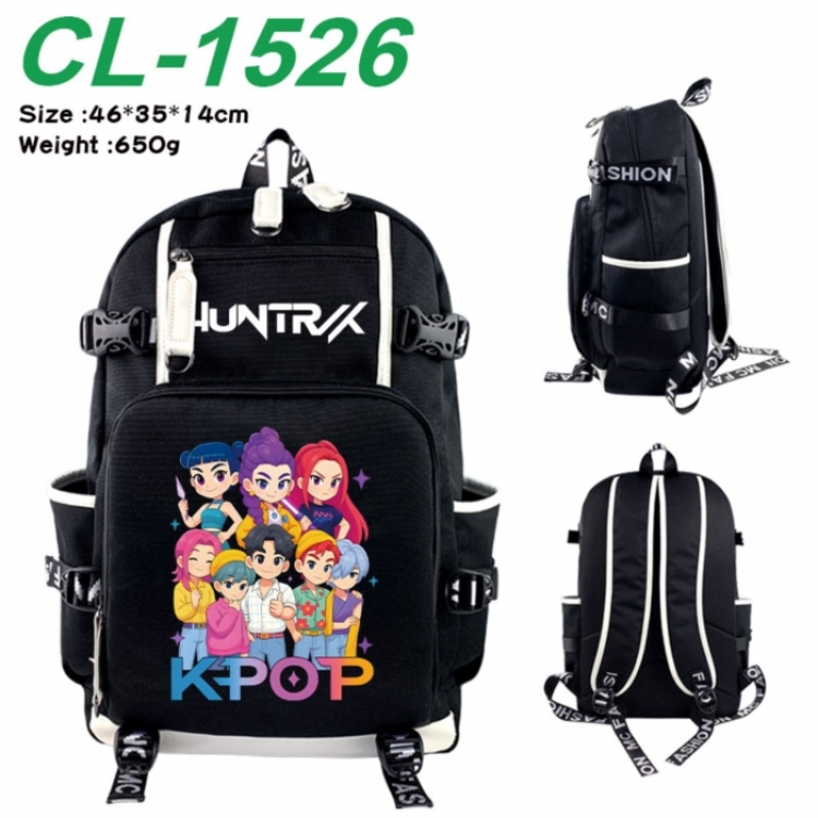 K-Pop:Demon Hunters Data USB backpack Cartoon printed student backpack 46X35X14CM 650G