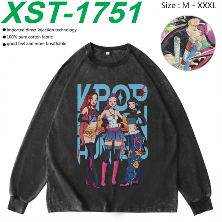 K-Pop:Demon Hunters Anime washing water pure cotton long sleeved sweatshirt from M to 3XL