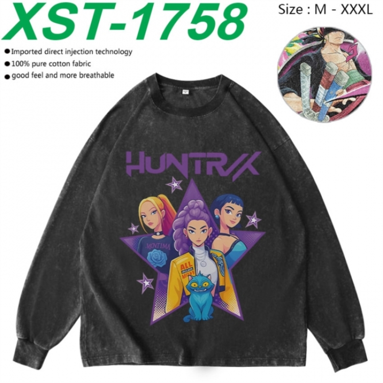 K-Pop:Demon Hunters Anime washing water pure cotton long sleeved sweatshirt from M to 3XL