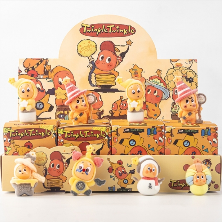 Twinkle Twinkle Flocked small ornaments figurines blind boxes trendy toys and small handmade crafts a set of 12 style D