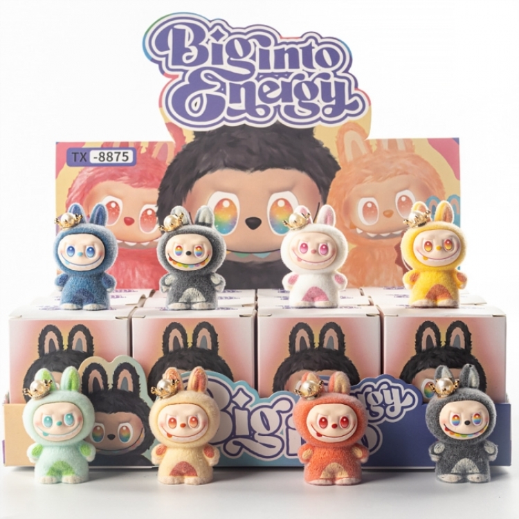 Labubu Flocked small ornaments figurines blind boxes trendy toys and small handmade crafts a set of 12