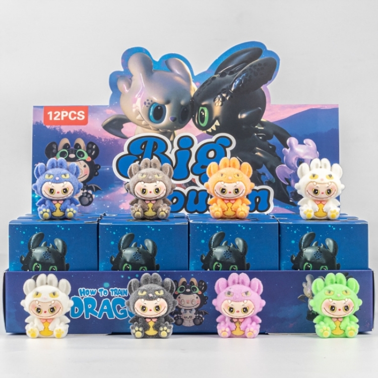 Dragon taming style Flocked small ornaments figurines blind boxes trendy toys and small handmade crafts a set of 12