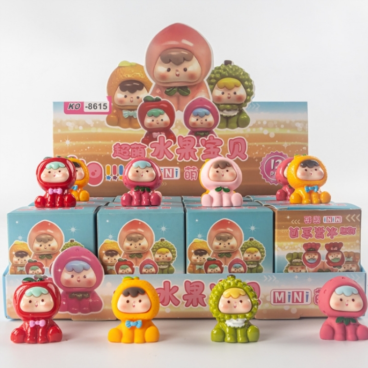 Fruit Baby Flocked small ornaments figurines blind boxes trendy toys and small handmade crafts a set of 12