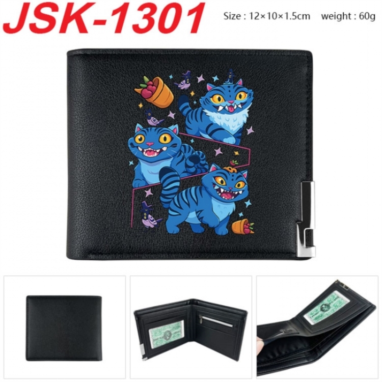 K-Pop:Demon Hunters Animation magnetic buckle black leather wallet 12X10X1.5CM 