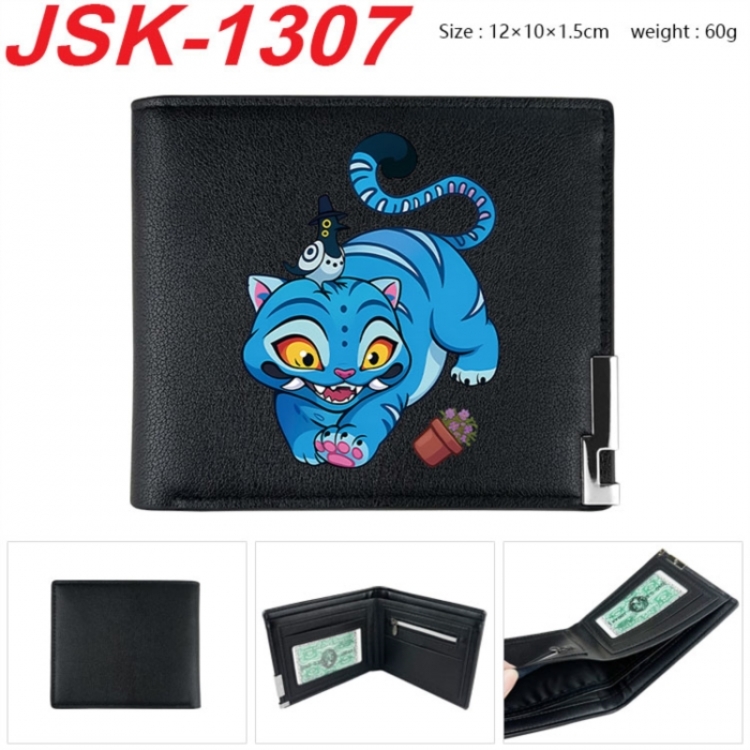 K-Pop:Demon Hunters Animation magnetic buckle black leather wallet 12X10X1.5CM 