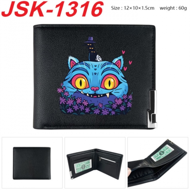 K-Pop:Demon Hunters Animation magnetic buckle black leather wallet 12X10X1.5CM 