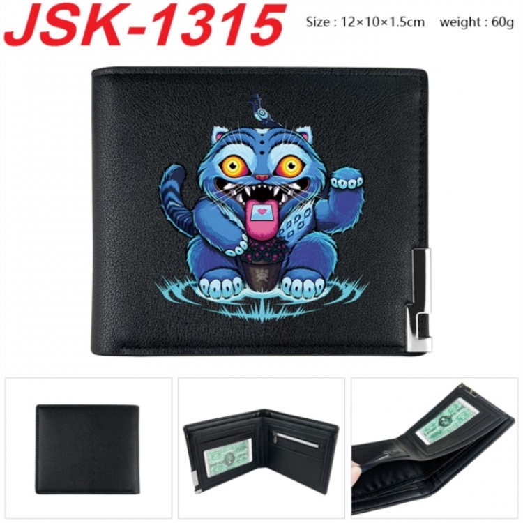 K-Pop:Demon Hunters Animation magnetic buckle black leather wallet 12X10X1.5CM 