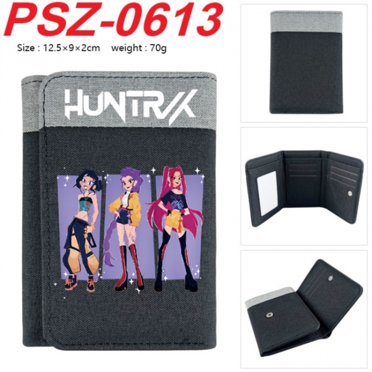 K-Pop Demon Hunters Anime color blocked three fold concealed wallet 12.5X9X2CM 70G