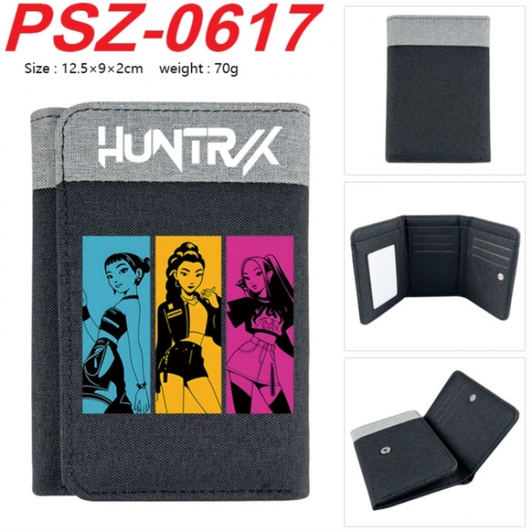 K-Pop Demon Hunters Anime color blocked three fold concealed wallet 12.5X9X2CM 70G