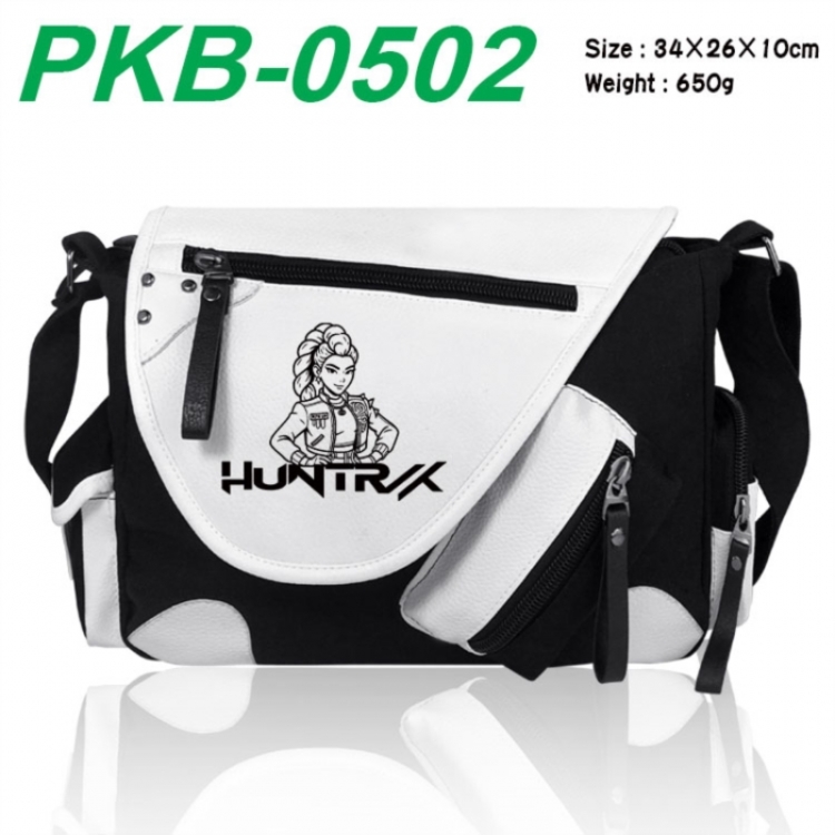 K-Pop Demon Hunters Anime PU Colorblock Leather Shoulder Crossbody Bag 34x26x10cm