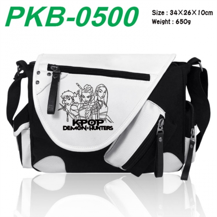 K-Pop Demon Hunters Anime PU Colorblock Leather Shoulder Crossbody Bag 34x26x10cm