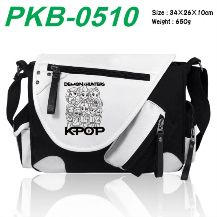 K-Pop Demon Hunters Anime PU Colorblock Leather Shoulder Crossbody Bag 34x26x10cm