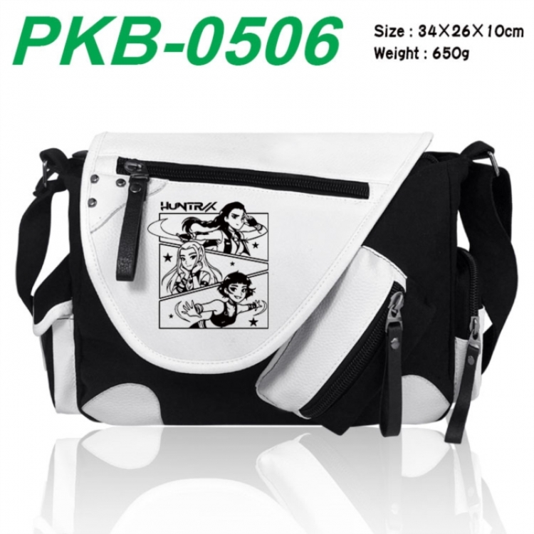 K-Pop Demon Hunters Anime PU Colorblock Leather Shoulder Crossbody Bag 34x26x10cm