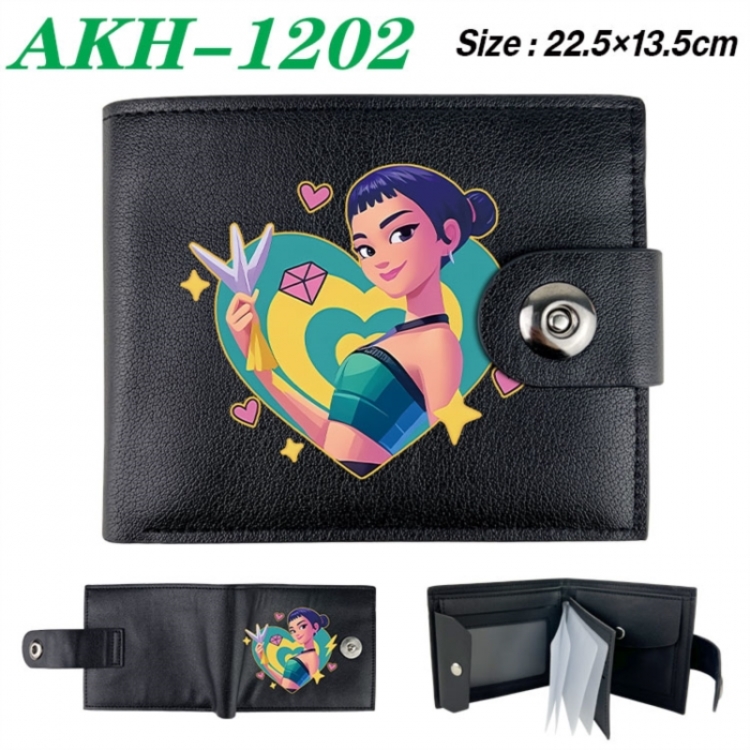 K-Pop Demon Hunters Animation snap fastener black pickup bag wallet 22.5X13.5CM