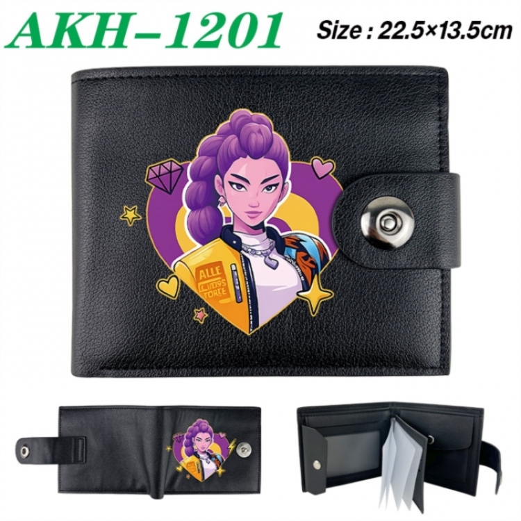 K-Pop Demon Hunters Animation snap fastener black pickup bag wallet 22.5X13.5CM