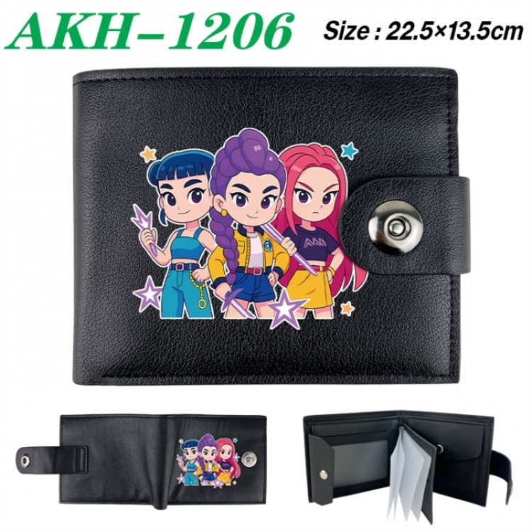 K-Pop Demon Hunters Animation snap fastener black pickup bag wallet 22.5X13.5CM