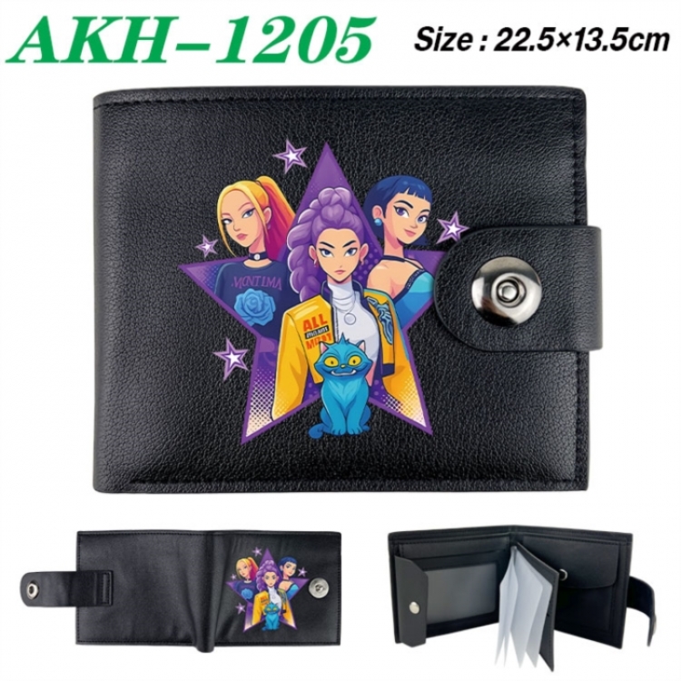 K-Pop Demon Hunters Animation snap fastener black pickup bag wallet 22.5X13.5CM