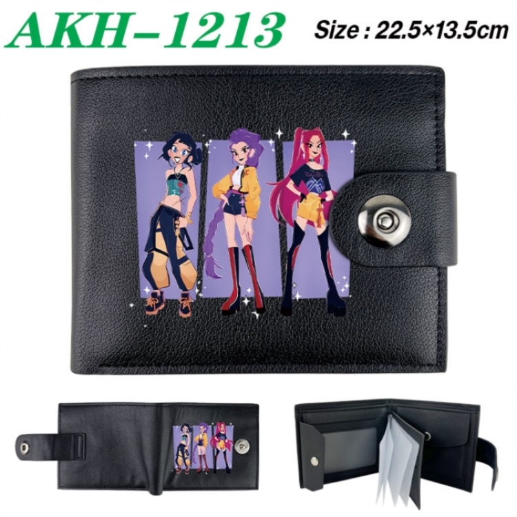 K-Pop Demon Hunters Animation snap fastener black pickup bag wallet 22.5X13.5CM