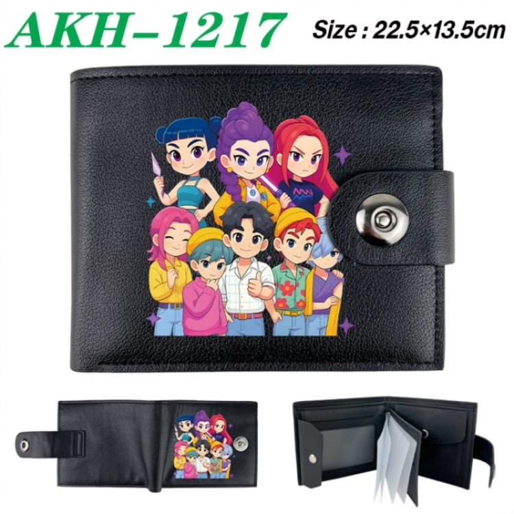 K-Pop Demon Hunters Animation snap fastener black pickup bag wallet 22.5X13.5CM