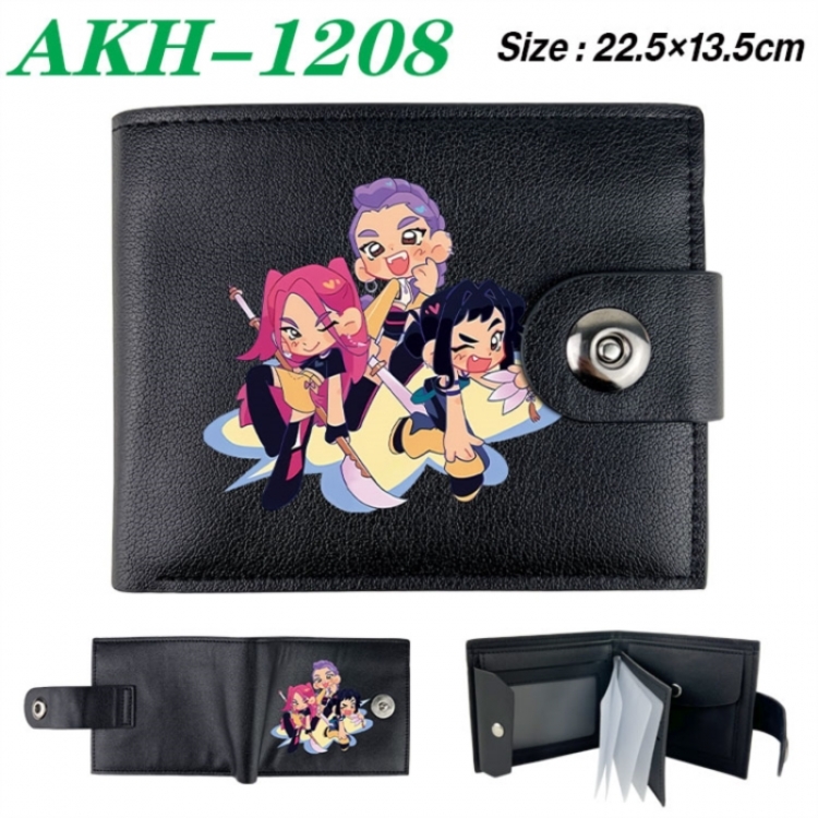 K-Pop Demon Hunters Animation snap fastener black pickup bag wallet 22.5X13.5CM