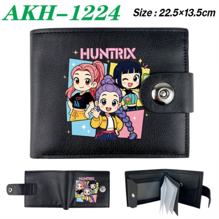 K-Pop Demon Hunters Animation snap fastener black pickup bag wallet 22.5X13.5CM