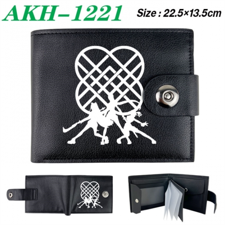 K-Pop Demon Hunters Animation snap fastener black pickup bag wallet 22.5X13.5CM