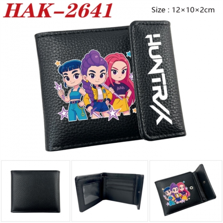K-Pop Demon Hunters Anime Litchi Pattern Hidden Buckle Half Fold Printed Wallet 12X10X2CM