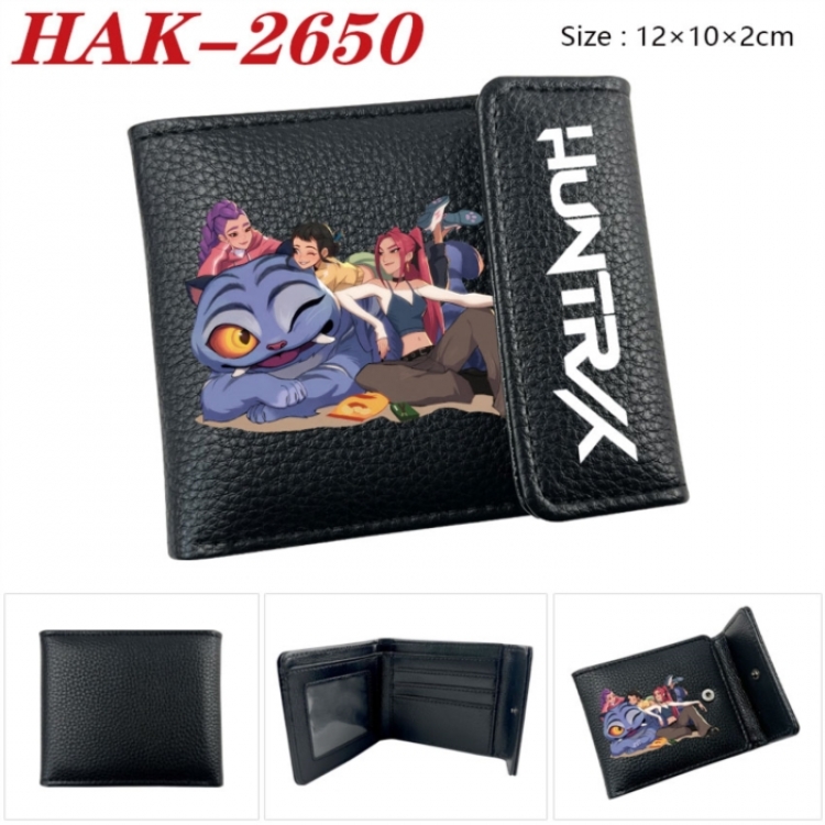 K-Pop Demon Hunters Anime Litchi Pattern Hidden Buckle Half Fold Printed Wallet 12X10X2CM