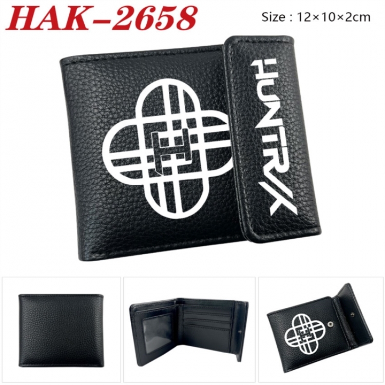 K-Pop Demon Hunters Anime Litchi Pattern Hidden Buckle Half Fold Printed Wallet 12X10X2CM