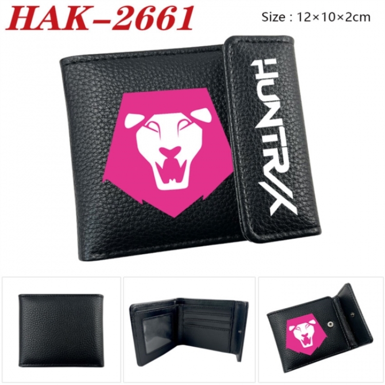 K-Pop Demon Hunters Anime Litchi Pattern Hidden Buckle Half Fold Printed Wallet 12X10X2CM