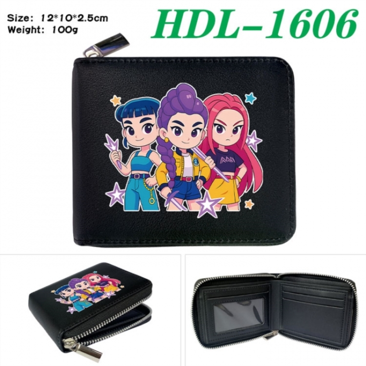 K-Pop Demon Hunters Anime Full Color Short All Inclusive Zipper Wallet 10x12x2.5cm