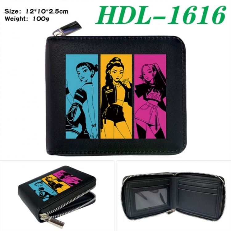 K-Pop Demon Hunters Anime Full Color Short All Inclusive Zipper Wallet 10x12x2.5cm