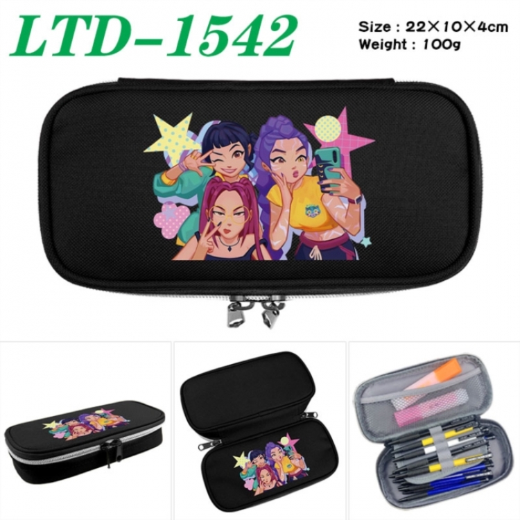 K-Pop Demon Hunters Anime Waterproof canvas zipper clamshell pencil case pencil case 22x10x4cm